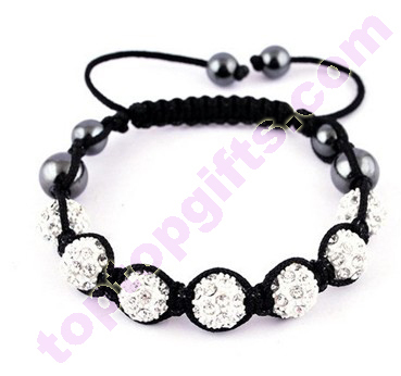 Metal Rhinestone Shamballa Bracelet Tresor Paris Jewelry