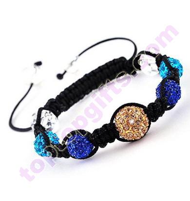 Metal Rhinestone Shamballa Bracelet With Crystal Beads