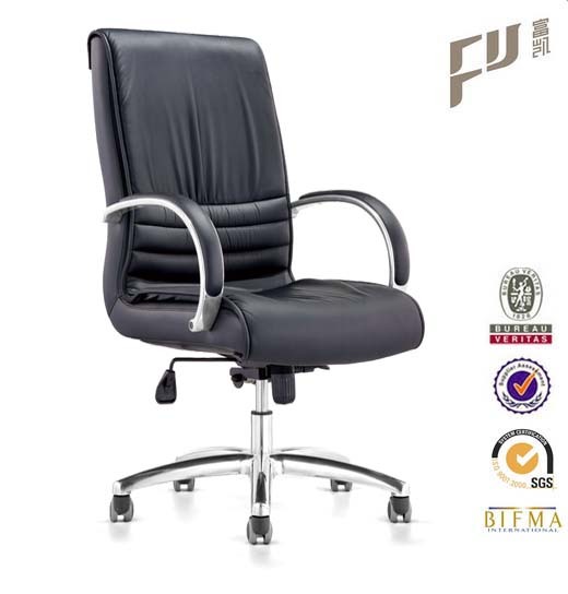 Mid Back Ribbed Management Classical Office Chair With Aluminum Base And Ar