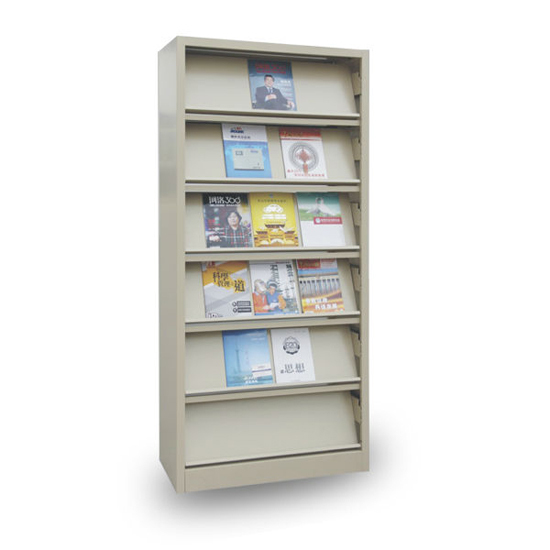 Office Metal Book Display Shelf 6 Tier Opening Steel Magazine Rack