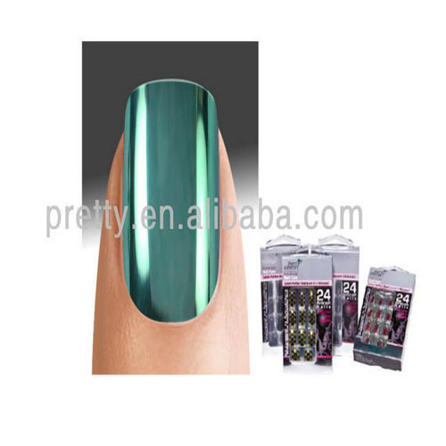 Pe077 24pcs Metallic False Nail Art