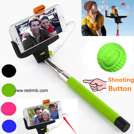 Plus Extendable Handheld Monopod Audio Cable Wired Selfie Stick Take Photos