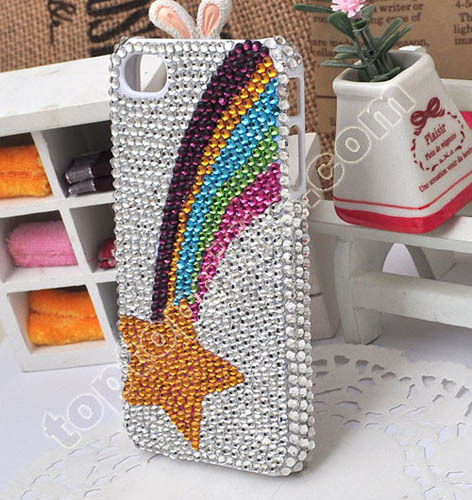 Rainbow With Star Rhienstone Phone Shell For Iphones