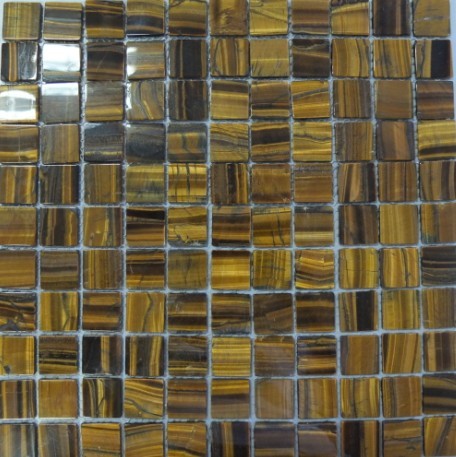 Tiger Eye Mosaic Semi Precious Stone Mesh Mounted