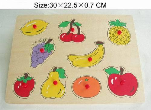 Tp110069 Wooden Fruit Puzzle In Red Knob