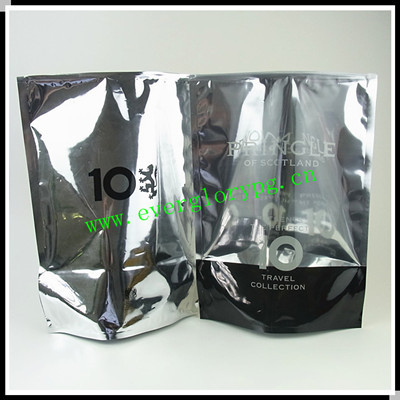 Transparent Front Side Metallic Foil Slide Zipper Bag