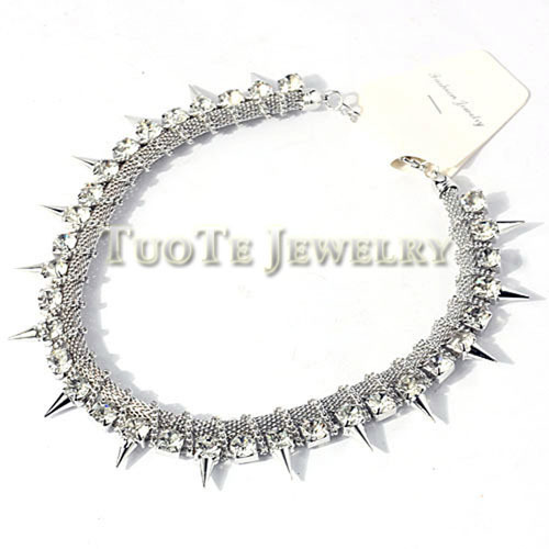 Ttxl1002 Rhoduim Plating Chain And Rhinestone Necklace