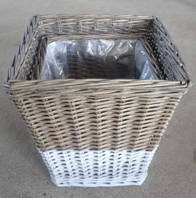 Wicker Garden Basket Willow Flower Pot Vase Zinc