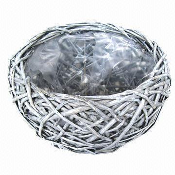 Willow Flower Basket Wicker Garden Planter Pot Decoration Zinc