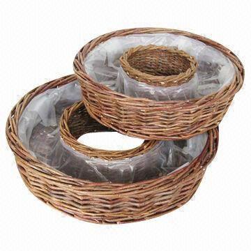 Willow Flower Pot Zinc Basket Garden Wicker Decorations Planter